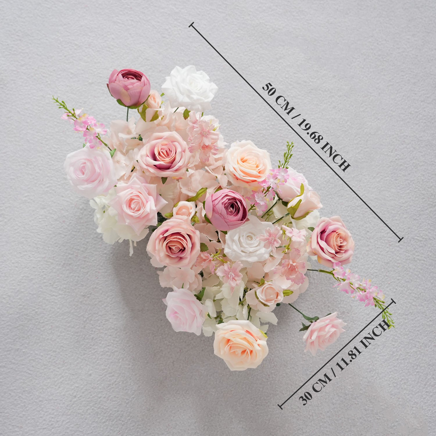 Uflower Pink Rose Sofa Table Runner Floor Flower Arrangement